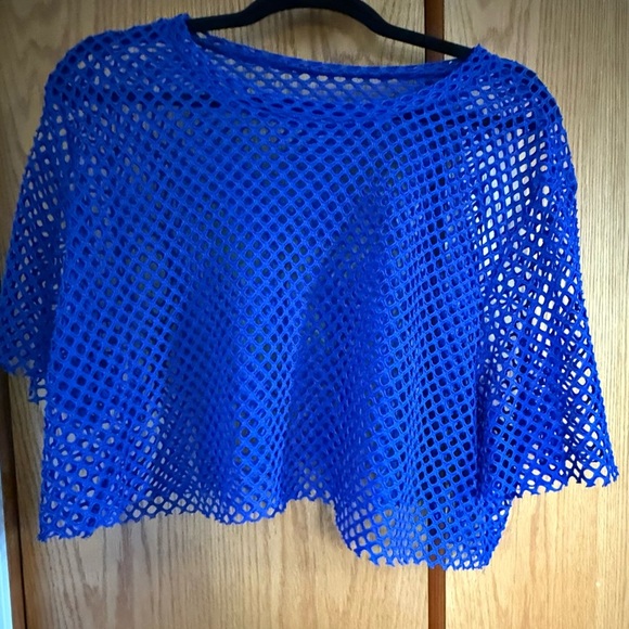 SHEIN Royal Blue Mesh Crop Top - Picture 4 of 4